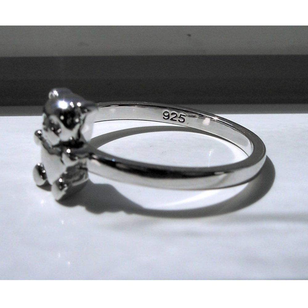 Adorable Dainty Teddy Bear Ring With Heart Belly 925 Sterling Silver - Picture 10 of 15